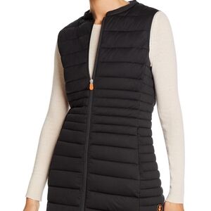 Save The Duck Women's Black Long Line Puffer Vest Size 5